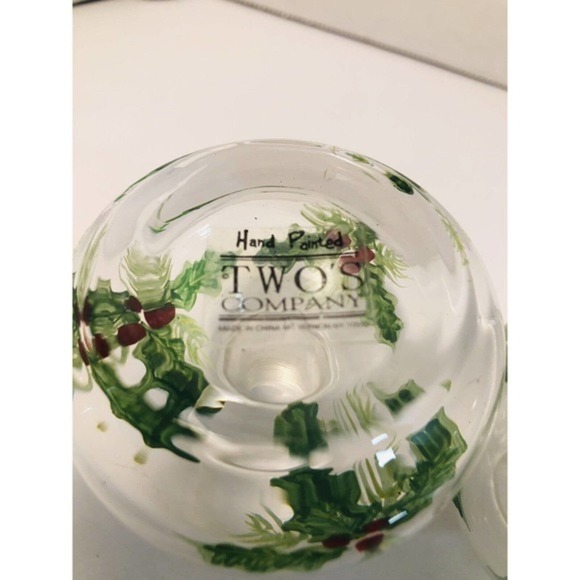 🎄Two's Company Vases Set 3 Miniature Christmas Glass Hand-Painted Holiday - Picture 9 of 12